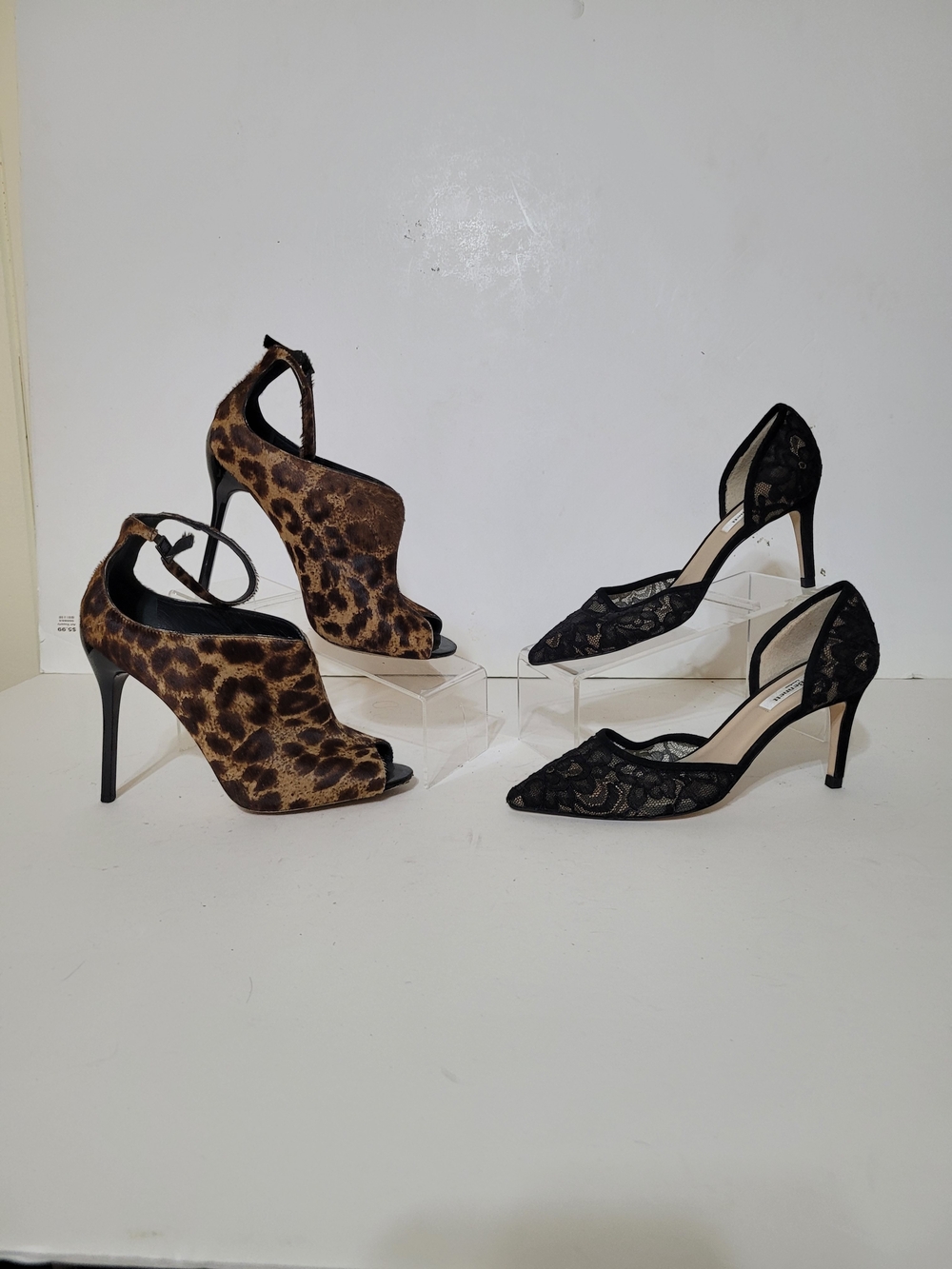 Brian Atwood Leopard Print Stiletto Heels LK Bennett Lace Pumps Women Size 9